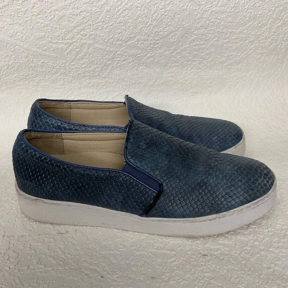 Vionic Midisnake Loafers Shoes‎ Women's Size 7 US/38 EU Blue Leather Orthotic